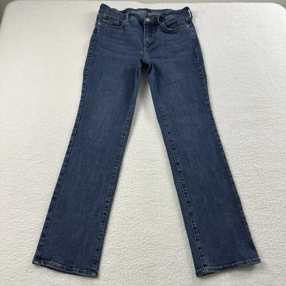 NYDJ Jeans Women's‎ 31 Blue Marilyn Straight Stretch Mid Rise Medium Wash Denim - Picture 2 of 10